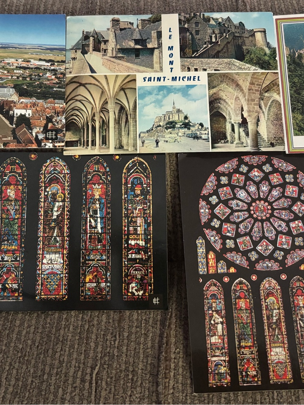 Lot of 5 Vintage European Postcards Chartres Cathedral Mont Saint Michel Dürnste